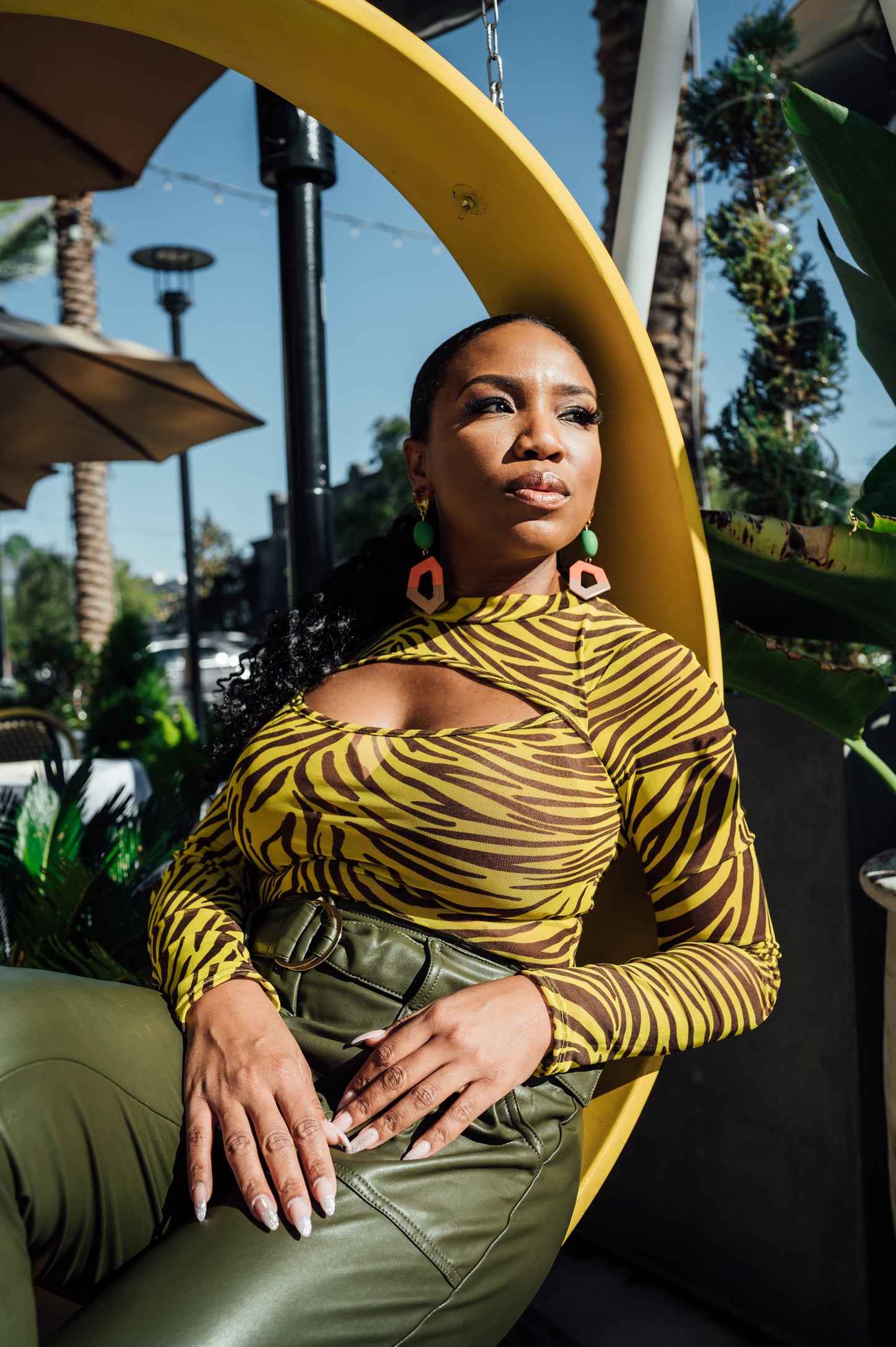 Zebra Sheer Bodysuit- Yellow