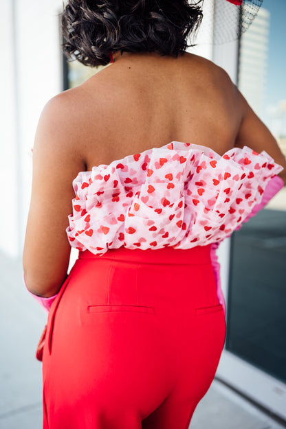 Ruffled Heart 3D Tube Top