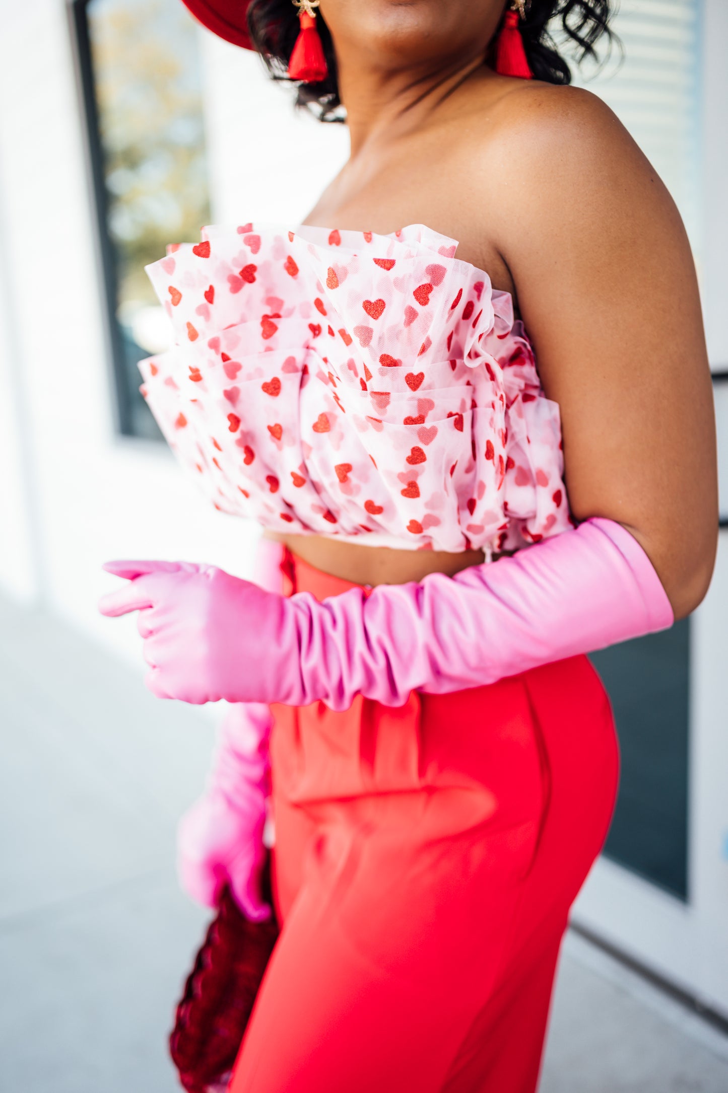 Ruffled Heart 3D Tube Top