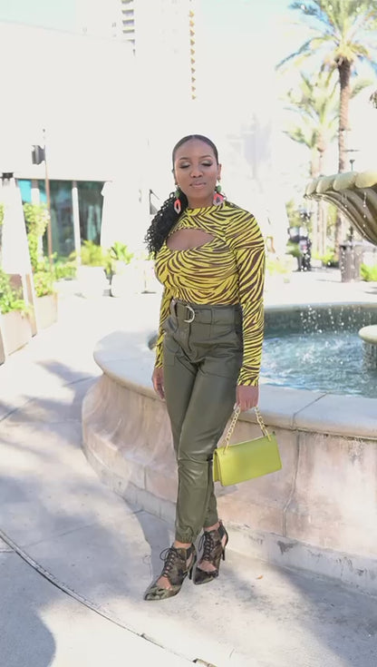 Zebra Sheer Bodysuit- Yellow