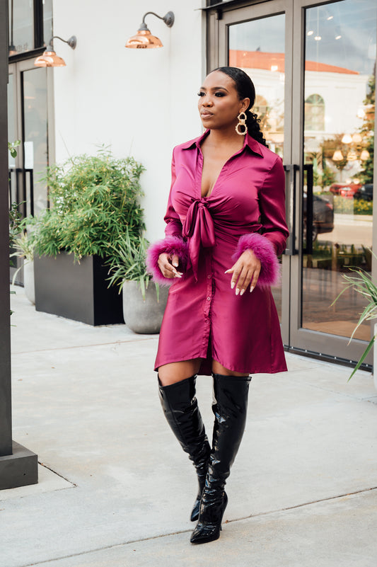 Magenta Long Sleeve Dress